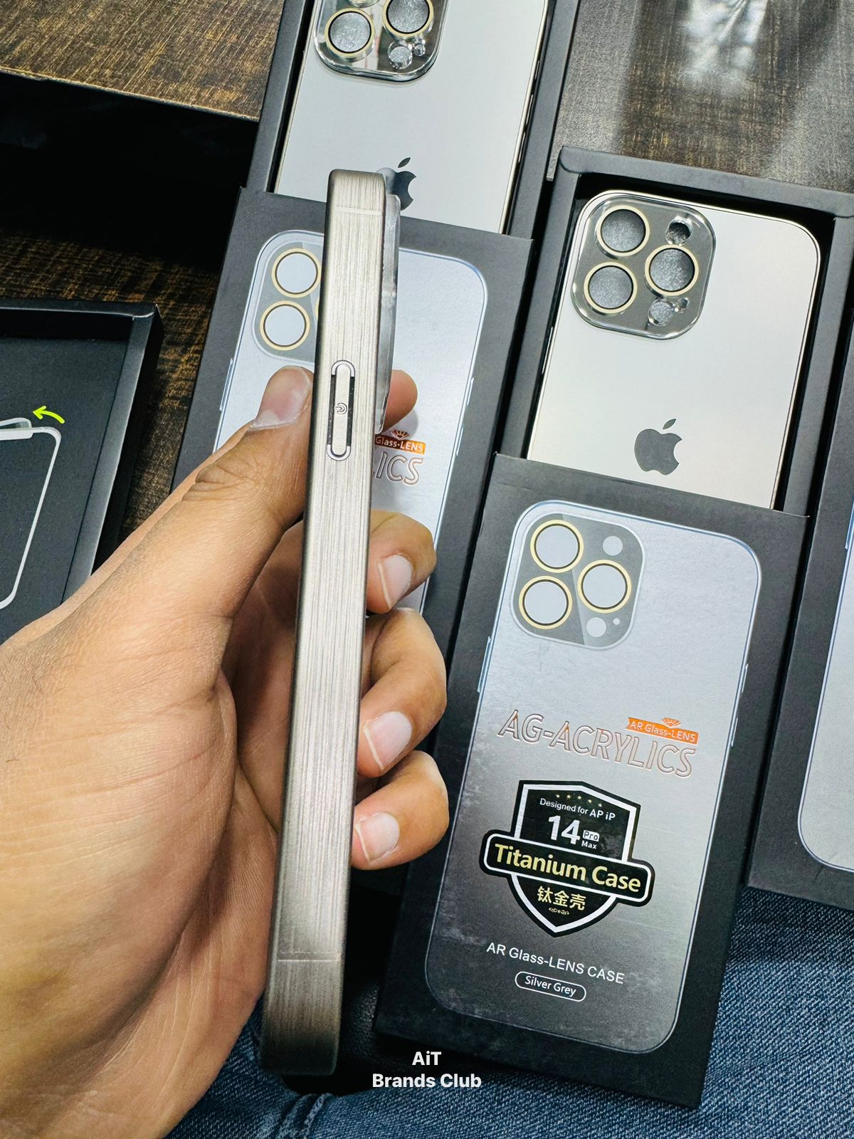 AG Glass Lens Case Sides Natural Titanium iphone Case