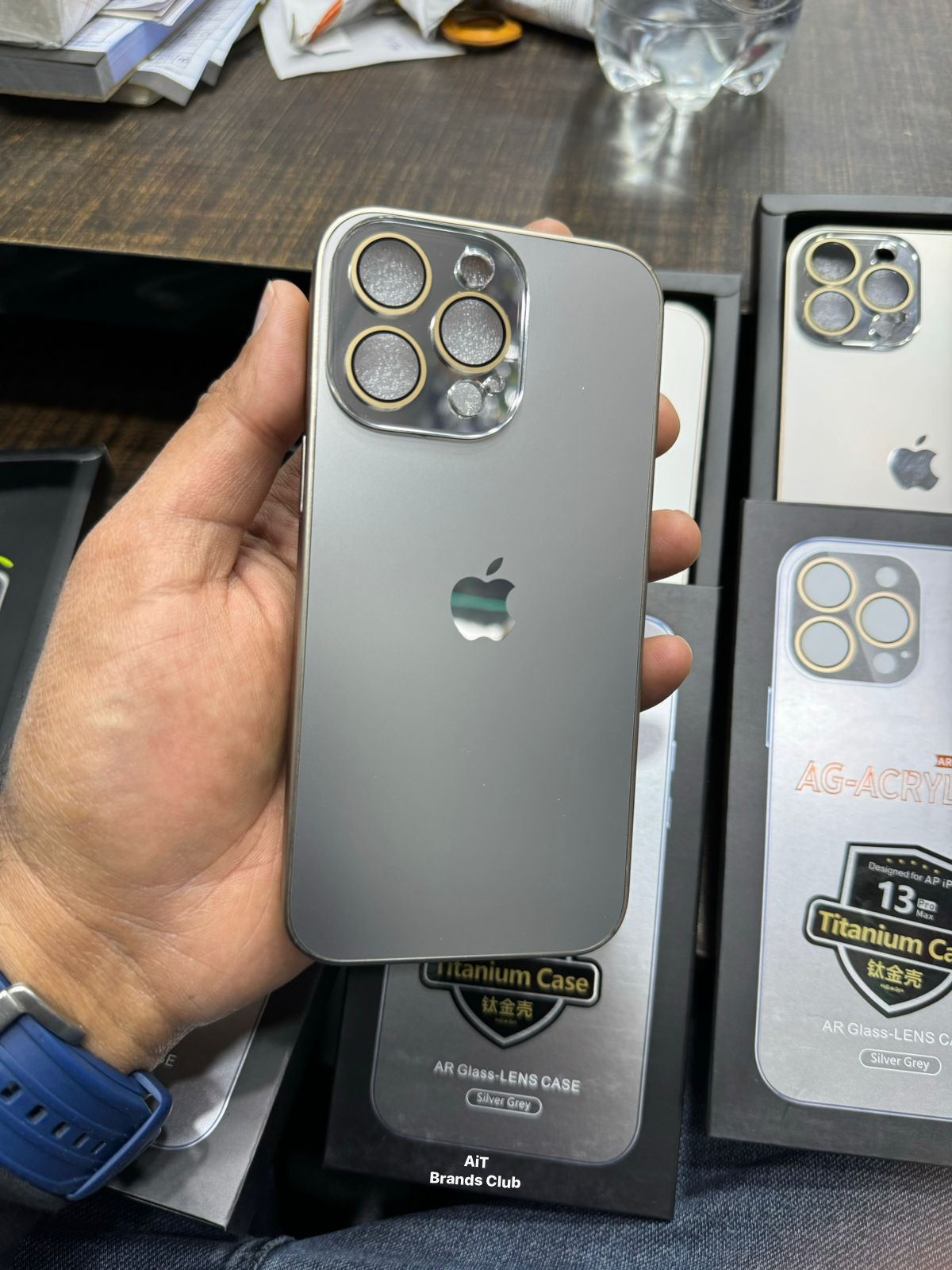 AG Glass Lens Case Sides Natural Titanium iphone Case