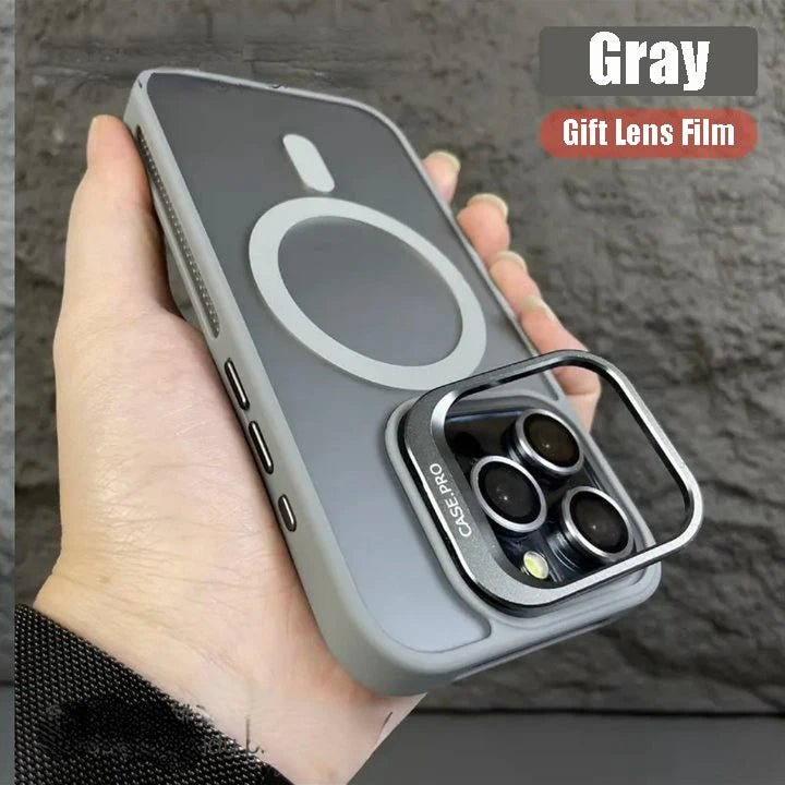 Metal Flip Bracket Magsafe Shockproof Cover with Lens Film iPhone